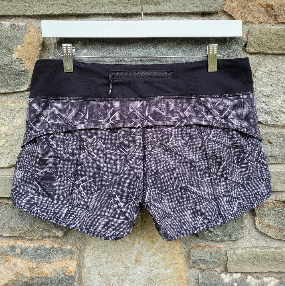 Lululemon  speed shorts  formation  alpine black white